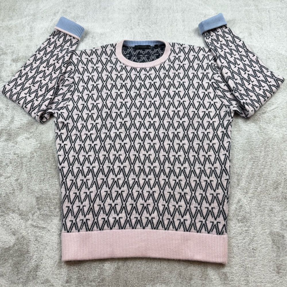 Greyson G cashmere and wool thing knit sweater men’s XL pink black geometric